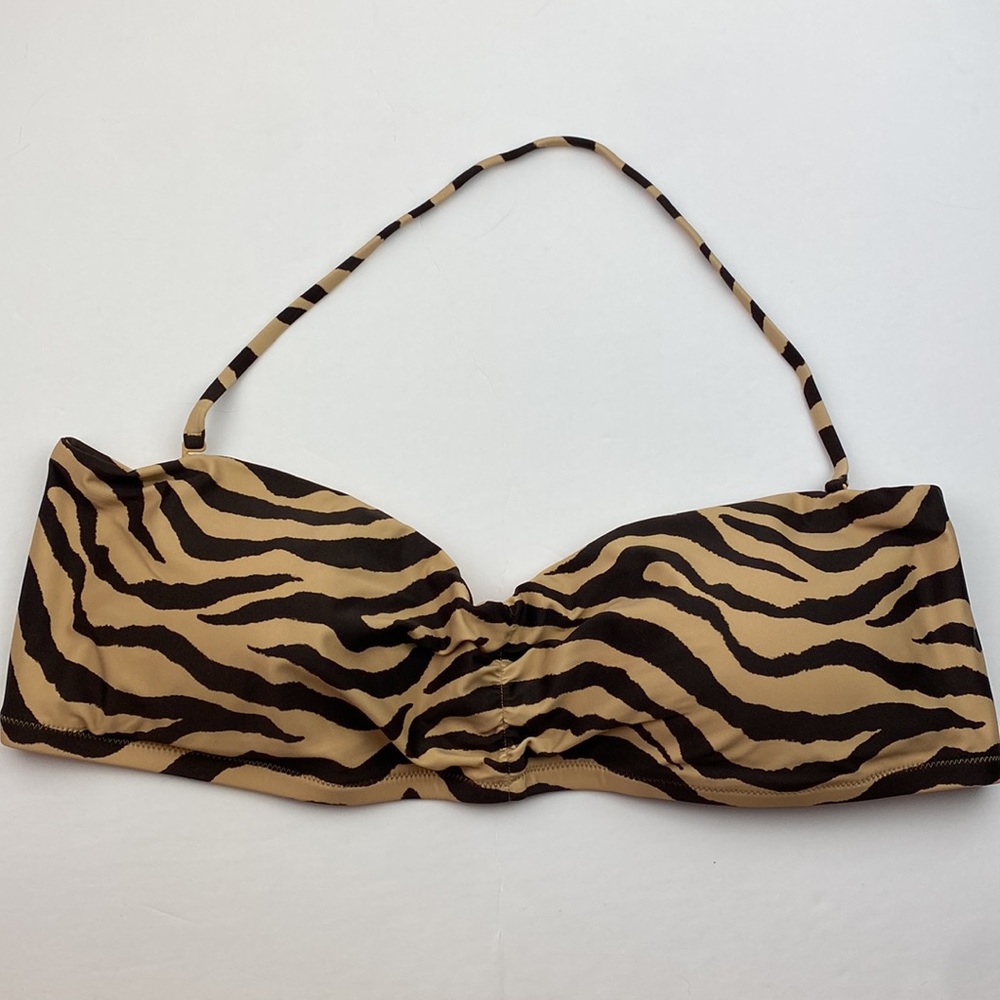 NWT J. Crew | Brown Zebra Print Sweetheart Halter Bikini Top 2X